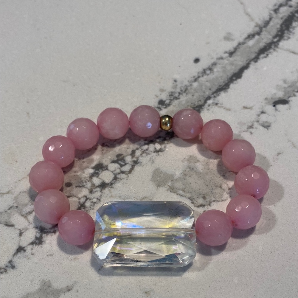Love Poppy Light Pink Beaded Bracelet with Crystal Accent